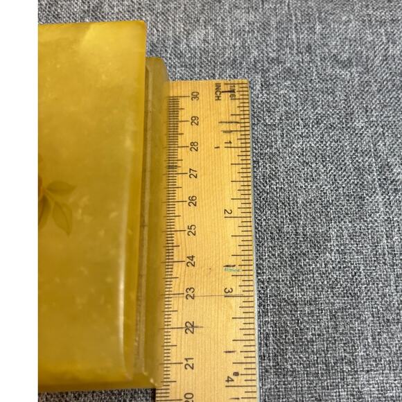 Vintage Genuine Himark Yellow ALABASTER TRINKET BOX Made In Italy roses - Picture 7 of 9